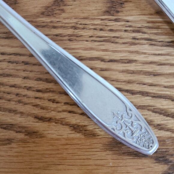 Vintage Wm. Rogers Princess Lady Doris Silver Plate Meat Fork and Serving Spoon - Picture 4 of 15